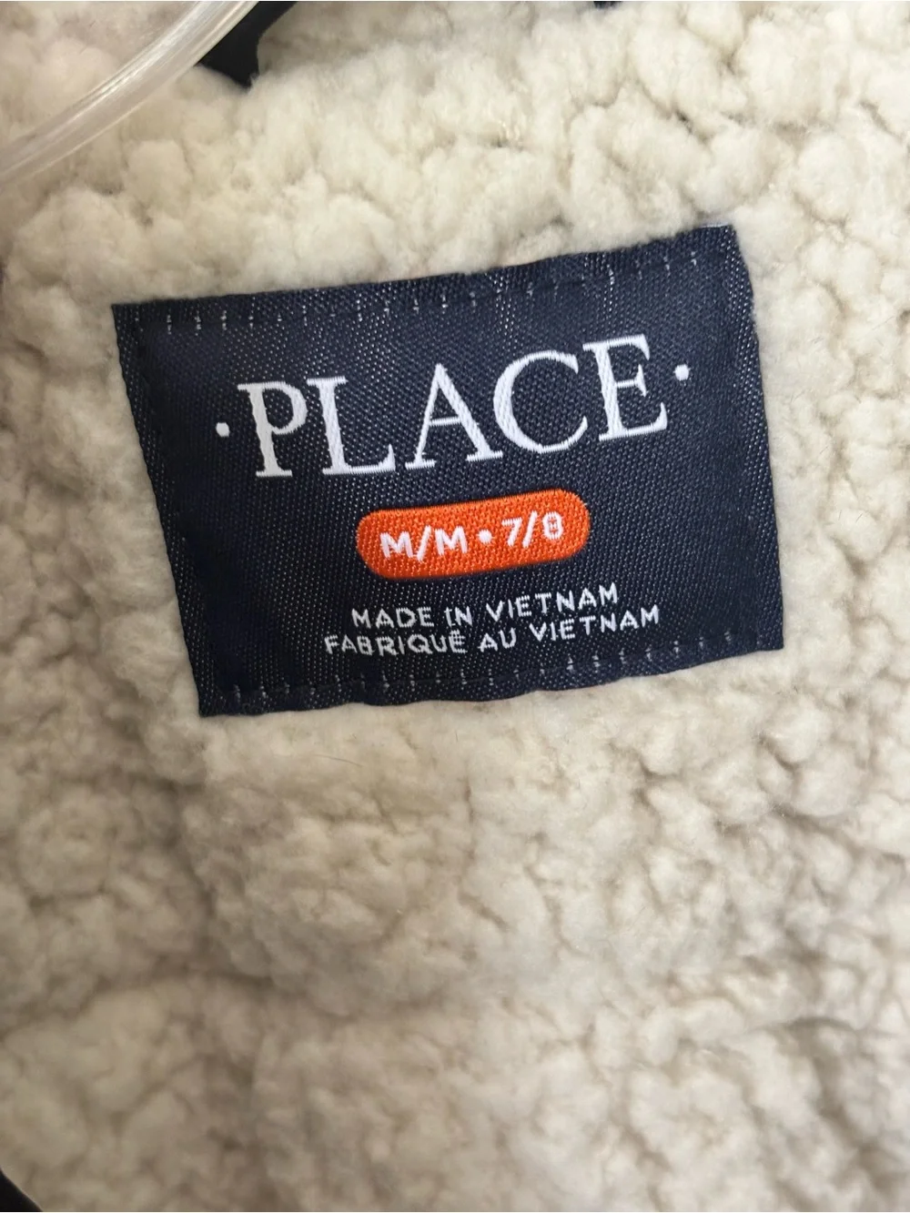 Children’s Place black water resistant coat  with Cream Sherpa Lining